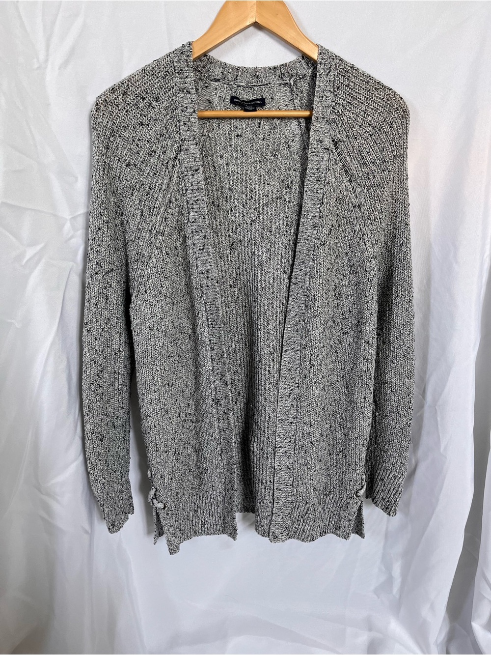 American Eagle Outfitters Marled Gray Open-Front Cardigan